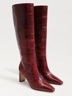Wide calf Sam Edelman red Croc-Embossed Knee-High Leather Boots